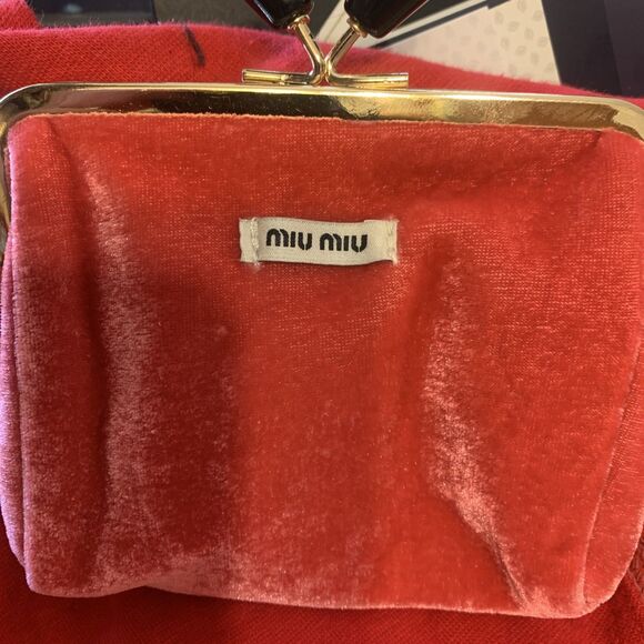 Miu Miu Handbags - Miu Miu red velvet snap coin purse new condition With Mui Mui Mini Muitine